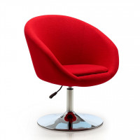 Manhattan Comfort AC036-RD Hopper Red and Polished Chrome Wool Blend Adjustable Height Chair